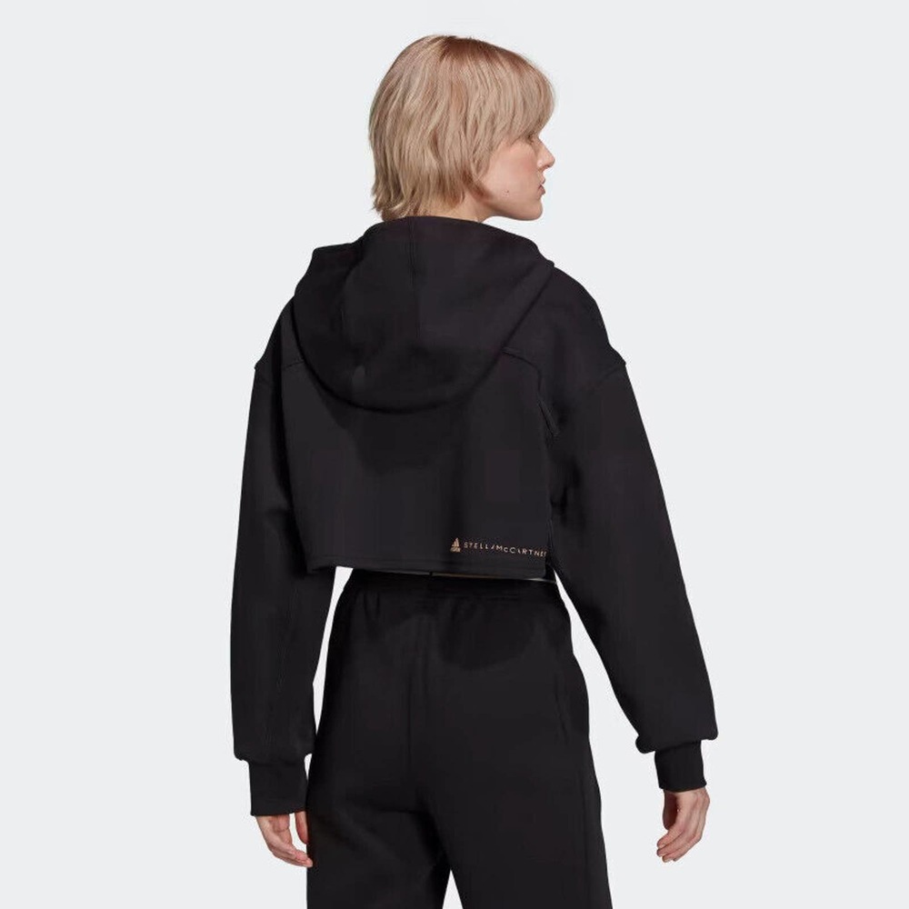 Adidas x Stella McCartney SC Cropped Full Zip Hoodie Black Women's Size Medium - Picture 8 of 12
